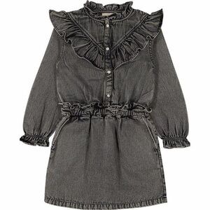 LOUIS LOUISE Girls FOLK DRESS - WASHED DENIM GREY Size 4 100% Cotton